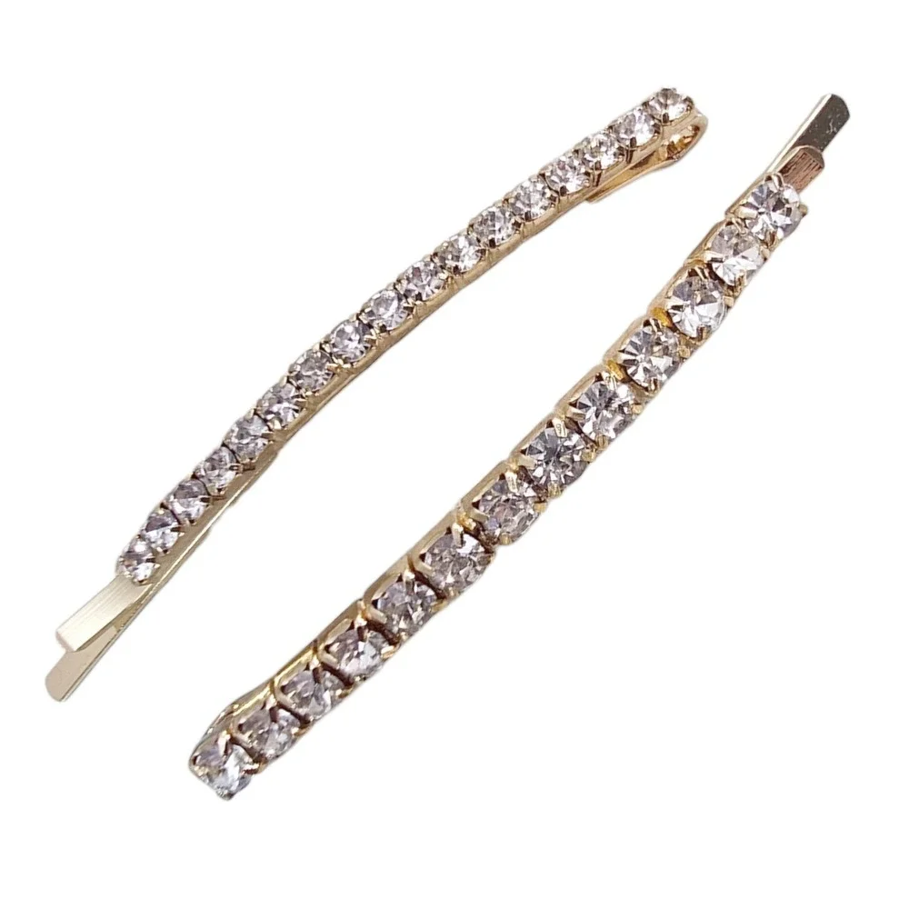 Express Hair Clip Set Women OS Gold Crystal Rhinestone Bobby Pins Glam 6pc